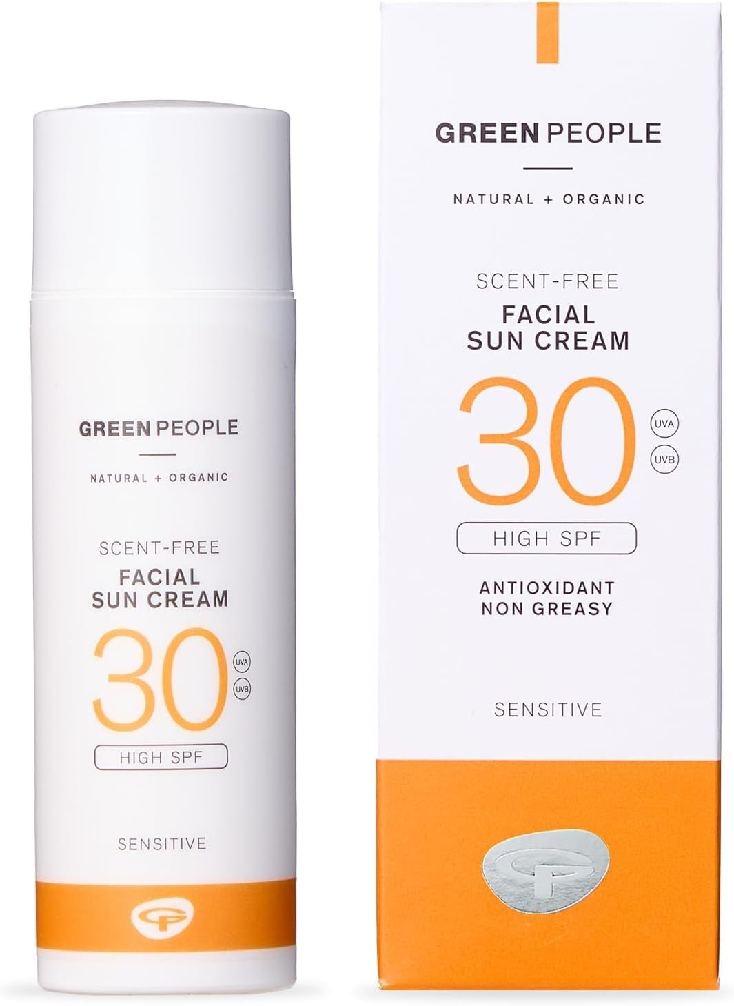 Green People Scent Free Facial Sun Cream SPF30 - Sunscreen For Sensitive Skin & Prickly Heat - Vegan & Cruelty Free, 50ml