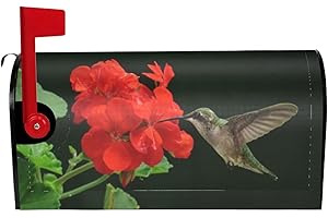 Hummingbirds Floral Mailbox Covers, Spring Summer Red Flowers Blossom Magnetic Mailbox Covers, 21x18 in Birds Post Box Cover 