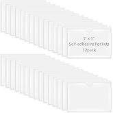 Antner 32 Pack Self-Adhesive Index Card Pockets for 3" x 5" Card, Clear Plastic Labels Holders Top Open for Loading Card Holder for Storage Bins, Library and Locker (3.74 x 5.3 Inches)
