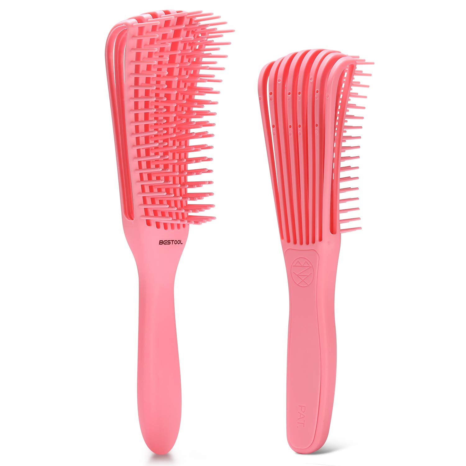 2 Pack BESTOOL Detangle Brush of Curly Hair, Detangling Brush for Black Natural Hair, Detangler Brush for Faster Detangle Wet or Dry 3/4abc Curly, Coily, Kinky Hair with No Pain (Pink): Beauty