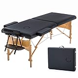 BestMassage Portable 84 Inches Long 28 Inchs Wide Hight Adjustable Table 2 Folding Massage Spa Facial Cradle Salon Bed W/Carry Case, 1 Count (Pack of 1), Black