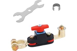 Battery Disconnect Switch Top Post, 12V-24V Pure Copper Battery Cut/Shut Off Kill Switch with Wrench and Gasket for Car Truck