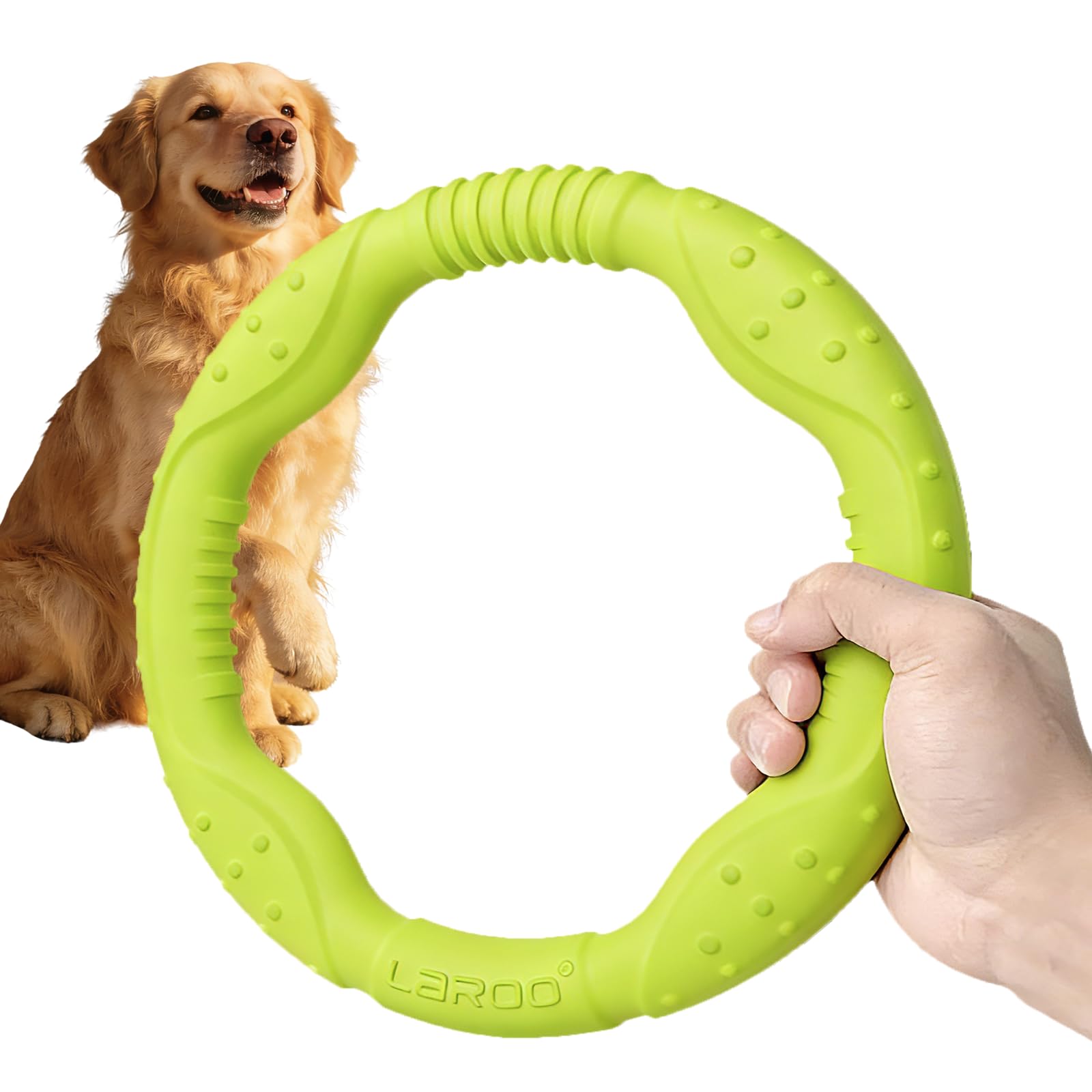 LaRoo Dog Flying Ring Toys,Floating Flying Dog Disc Toys,Summer Pet Training Outdoor Durable Chew Toys for Medium and Large dogs (Large Green/30cm)