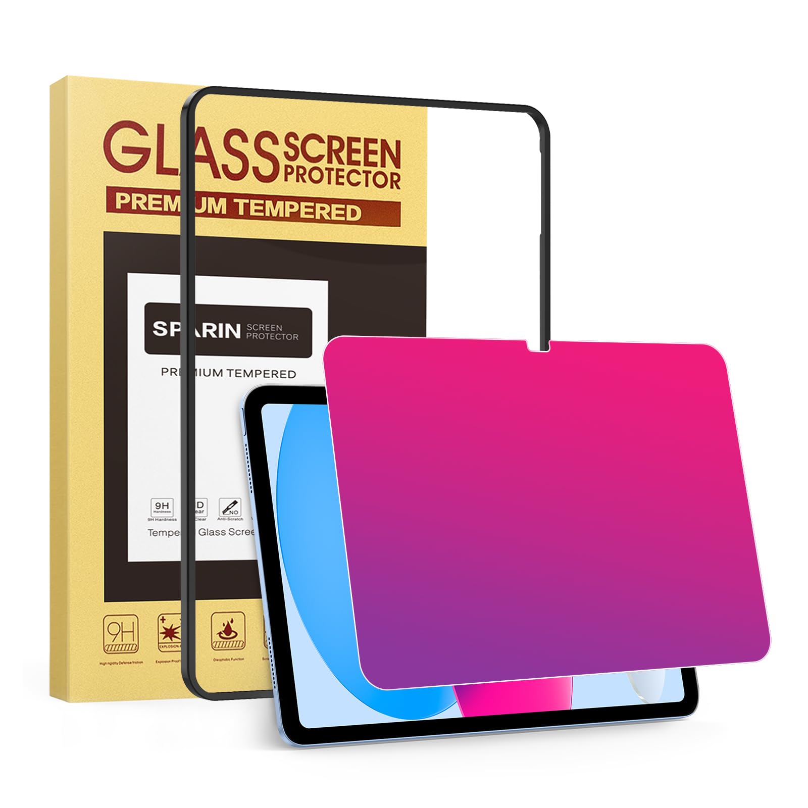 Photo 1 of SPARIN Privacy Screen Protector for iPad A16 11th 11-inch & 10th Generation 10.9-inch (2025/2022), Gradient Colorful Anti-Spy Blue Light HD Tempered Glass Easy Installation