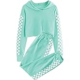Meikulo Kids 2 Piece Outfits Girls Crop Tops Hoodies Long Sleeve Fashion Sweatshirts and Sweatpants
