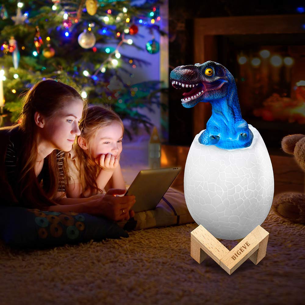 BIGEVE 3D Night Light, Dinosaur Toys, Night Lights for Kids, 3D Dinosaur Lamp Light, Remote Pat Touch Control 16 Colors Table Desk Bedroom Decor, Best Birthday for Boys Girls Kids Baby Friend