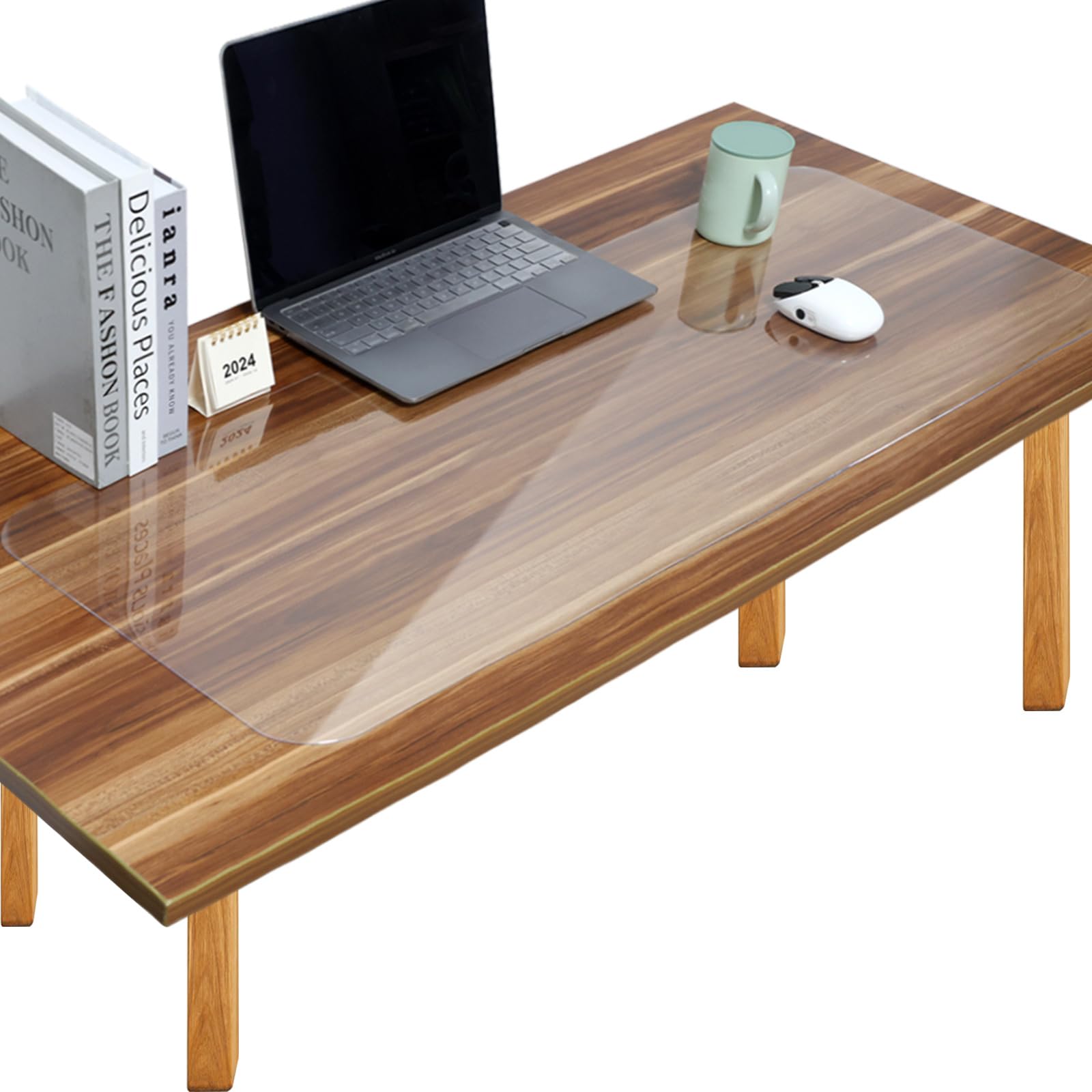 YUNSHANGHE Clear Desk Mat 100 x 40 cm Non-Slip Clear Desk Pad Protector with Round Edge Waterproof Desk Table Cover Mat for Office Home and School