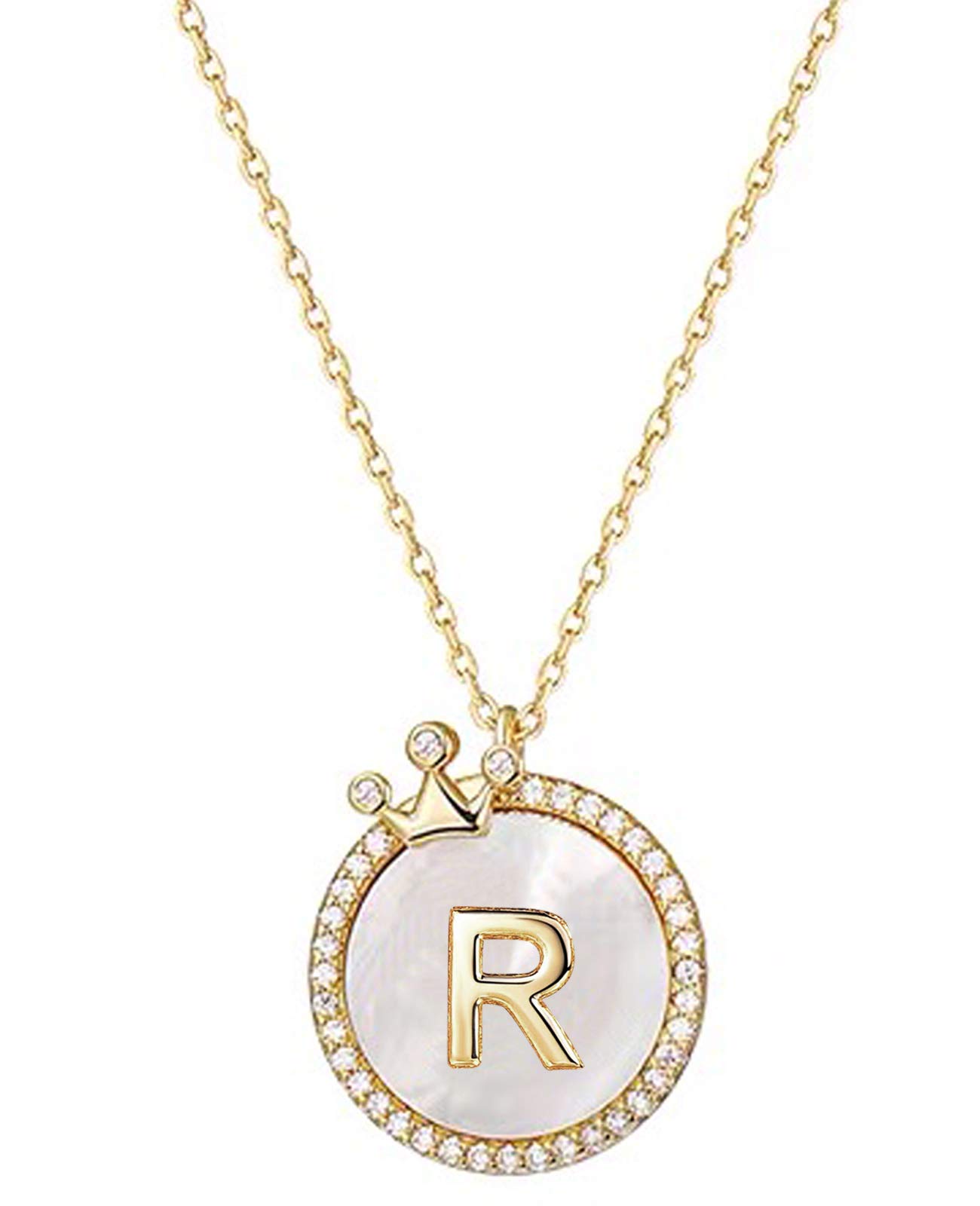 YOUFENG Jewellery Gold Initial Letter Necklace for Woman Girl 14K Gold Plated Dainty Crown Necklace Personalized Capital Necklaces Gifts for Women