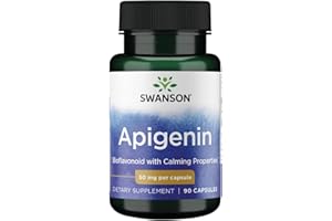Swanson Apigenin Supplement, 50mg Capsules (90 Count), Helps Promote Sleep, Stress Relief & Overall Men's Health (Packaging May Vary)