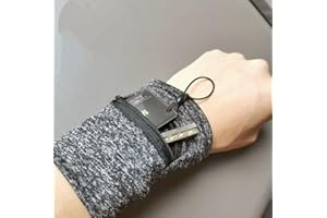1PC Unisex Wrist Wallet Bag Polyester with Zipper Adjustable Strap Slim Wristband for Running, Travel, Gym, Grey