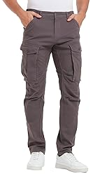 Plaid&Plain Men's Cargo Work Pants with Pockets