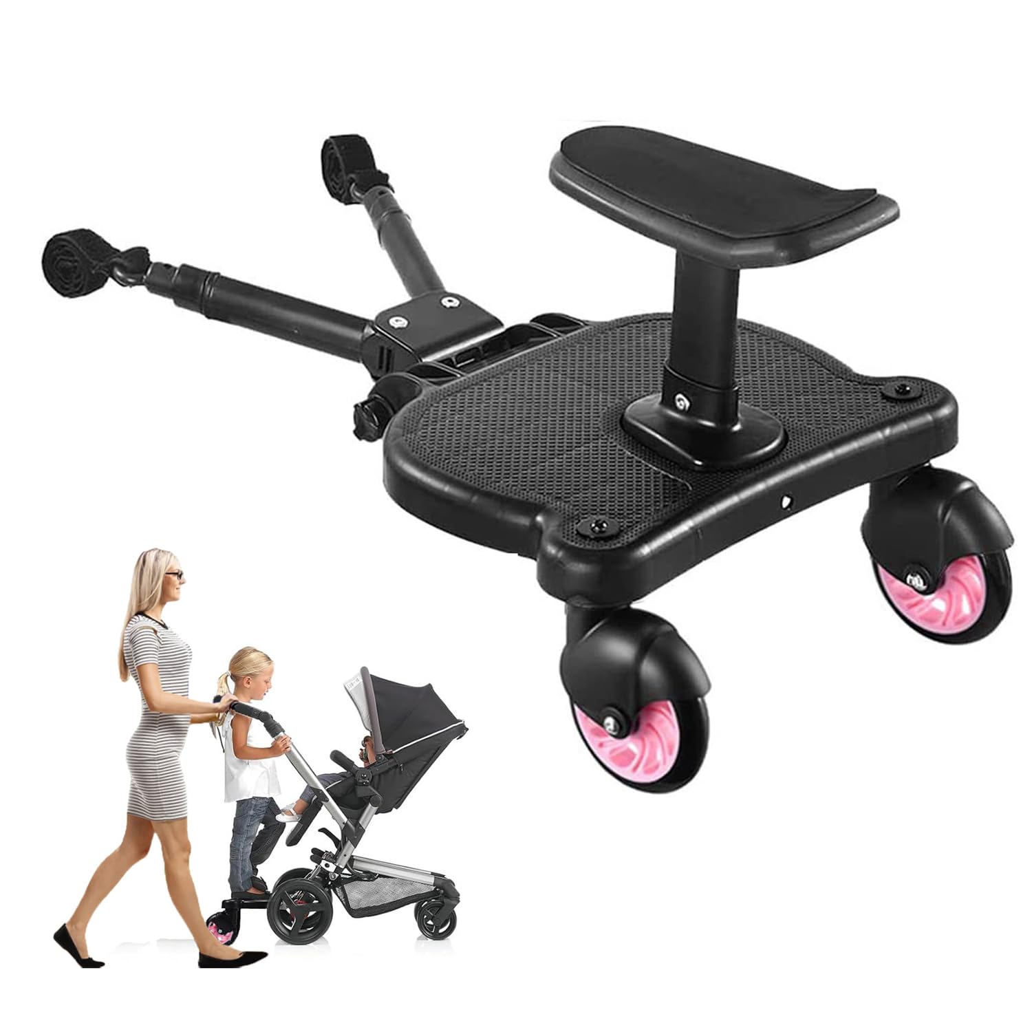 thumbnail image 2 of Universal 2-in-1 Stroller Board With Detachable Seat – Fits Most Strollers, Holds Up To 55 Lbs, For Kids 2-6 Years Old 2 of 14