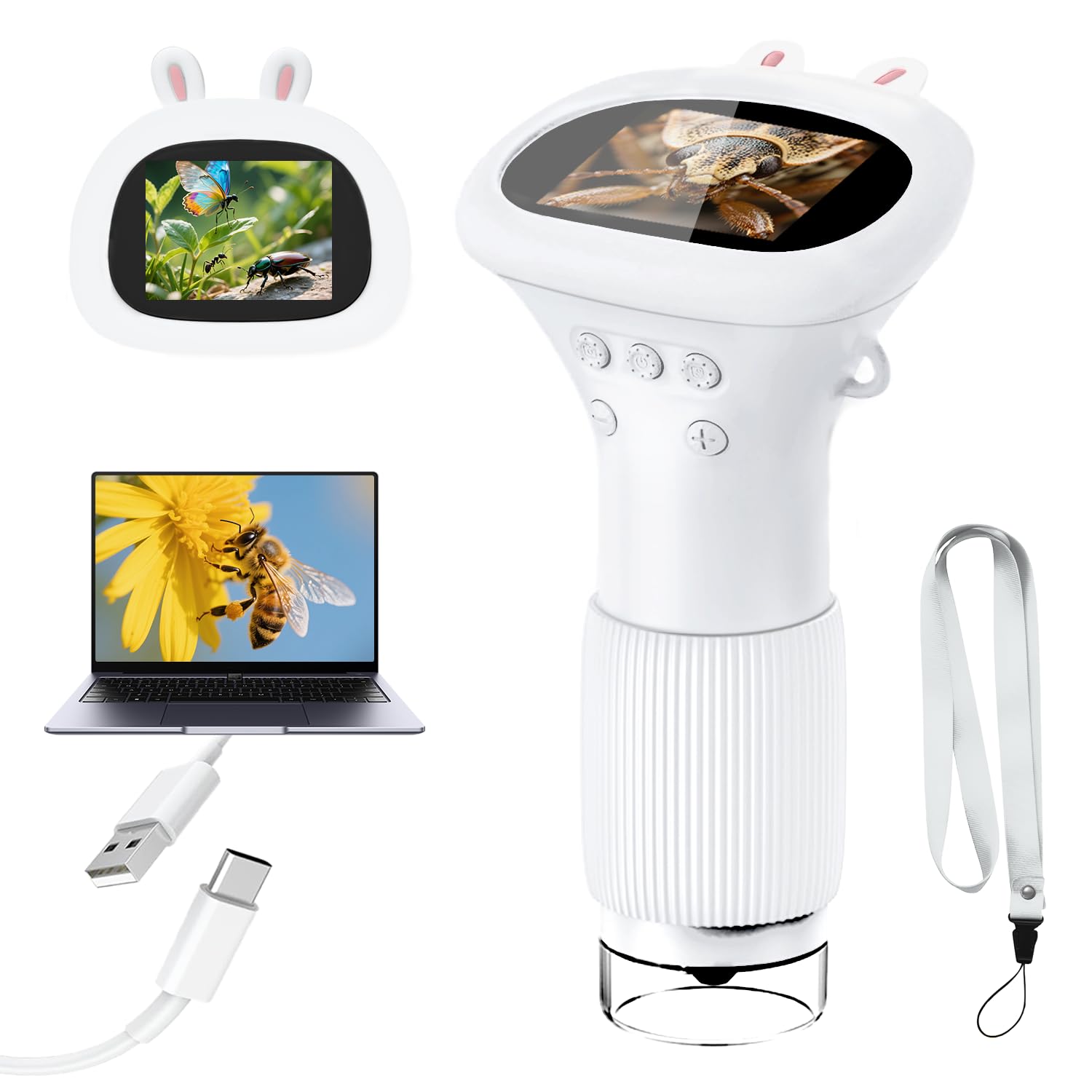 Acoath Microscope for Kids, 1000X Handheld Digital Miniscope Toys with 2.0" Screen, Portable Pocket Little Scientist Childrens Microscope Birthday Gifts Ideas for Age 4-12