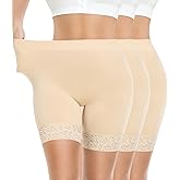 Yeblues 3 Pack Lace Slip Shorts for Under Dresses Women Smooth Anti-chafing Boyshorts Seamless Underwear Safety Shorts