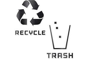 VINYL FRIEND Recycle and Trash Stickers Modern Logo (1 ea) Symbol to Organize Trash cans or Garbage containers and Walls - Vinyl Decal Sticker - Contour Cut (Black Glossy, Small)