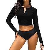 Soneven Women Rash Guard Long Sleeve Crop Top Swim Shirts UPF 50+ Sun Protection Swimsuit Top No Bottom