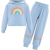 FYMNSI Kids Girls Boys Jogger Sets Pullover Hooded Cropped Sweatshirt Tops and Sweatpants 2PCS Tracksuits Sweatsuits Set