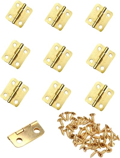JZK Gold Mini Hinges 1.8 x 1.6 cm Drawer Jewelry Box DIY 10 pcs