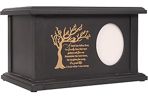 YOUDEAR MEMORIALS Wooden Urns for Human Ashes - Wood Cremation Urns Adult for Funeral, Burial or Home - Urns for Ashes Men Women - Decorative Urn for Ashes Male Female (Black Tree of Life, with Frame)