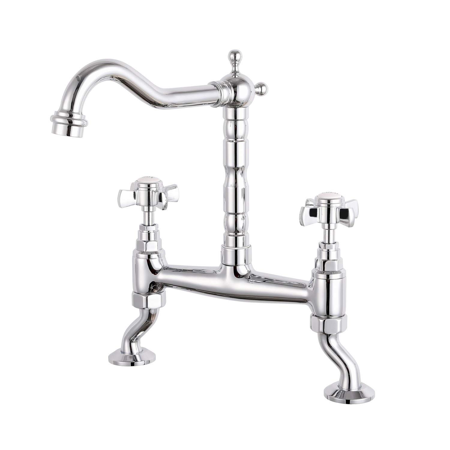 Reginox Samara Kitchen Sink Tap Chrome Swivel Spout Mixer Cross Head Chrome