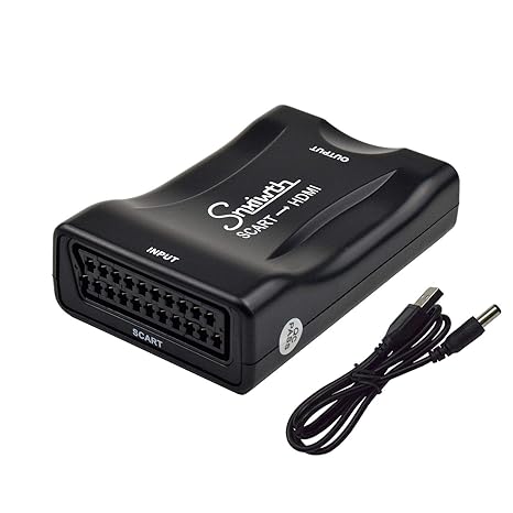 Snxiwth Scart zu HDMI Konverter 1080P Snxiwth Scart auf HDMI Konverter Audio Video Adapter SCART Eingang HDMI Ausgang für HDT