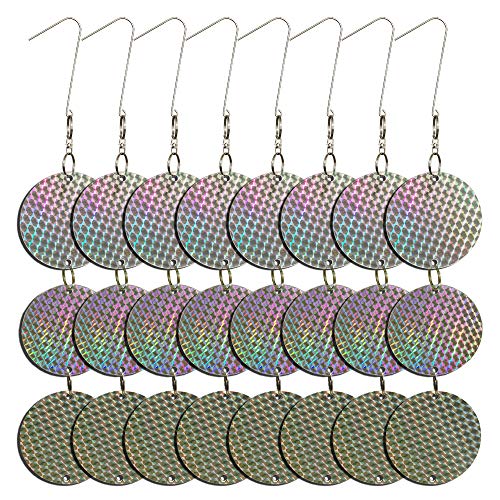 EONBES Bird Repellent Deterrent Discs, The Original Woodpecker Pigeon Crow Hawk Goose Seagull Deterrent Scare Disks, Bird Scarers Repeller Reflector, Keep Birds Away, 24 Reflective Disks