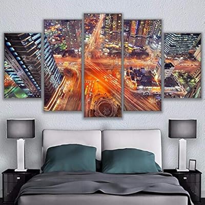 Zdlyy Home Decor Art Poster Canvas Hd Print Picture Wall Artist Residence Decoration 5 Pieces Seoul South Korea At Night Painting Landscape Elevated Cityscape Poster Frame 20x35 20x45 20x55 Cm Buy Online At