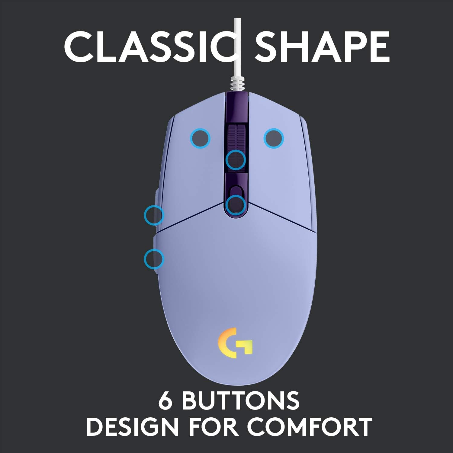 Logitech G203 Prodigy Wired Gaming Mouse, 8,000 DPI, RGB, Lightweight, 6 Programmable Buttons, On-Board Memory - Image 5
