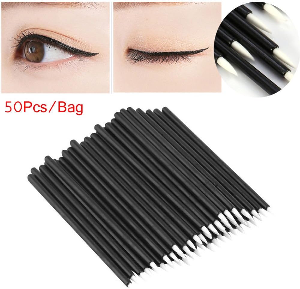 OKOKMALL US--50Pcs Eyeliner Liquid Brush Applicator Swab Microbrush Eyelash Extension Tools.