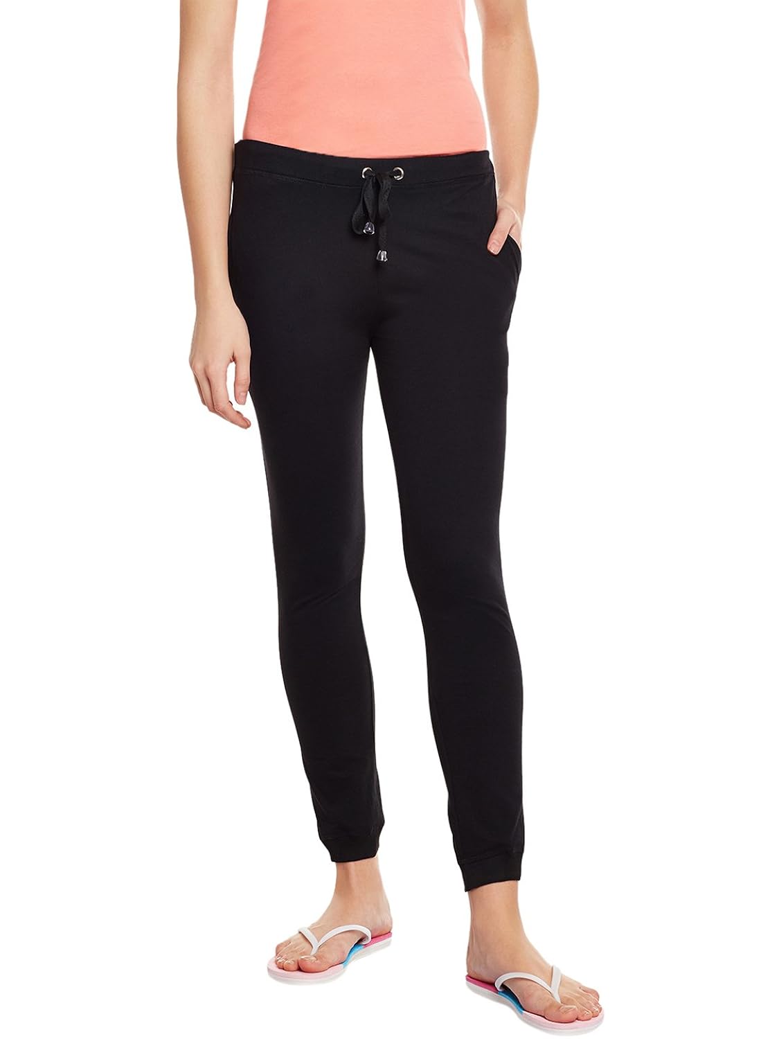 trendygal solid women's metallic,black track pants(pack of 2)