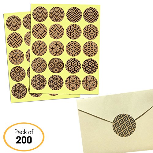 1.5" Kraft Envelope Seals with Geometric Designs - 10 Designs, Pack of 200 - Thumbnail 5