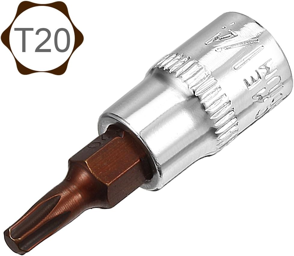 sourcing map 2pcs 1/4" Drive x T20 Torx Bit Socket, S2 Steel Bits CR-V Sockets 1.5" Length Use with Ratchet Wrench, Slide Bar - Image 3