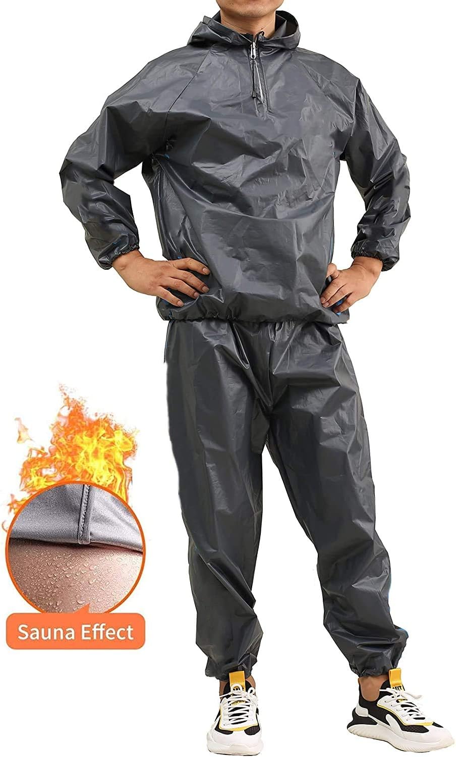 2021 Upgrade New EVA Heavy Duty Sauna Suit Gym Fitness Workout Sauna Jacket and Sauna pants Full Body Anti-Rip Sweat Suits PVC Sweat Sauna Suit for Men Women | Windproof, Waterproof : Sports & Outdoors