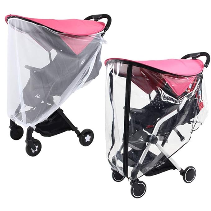 pink stroller with car seat