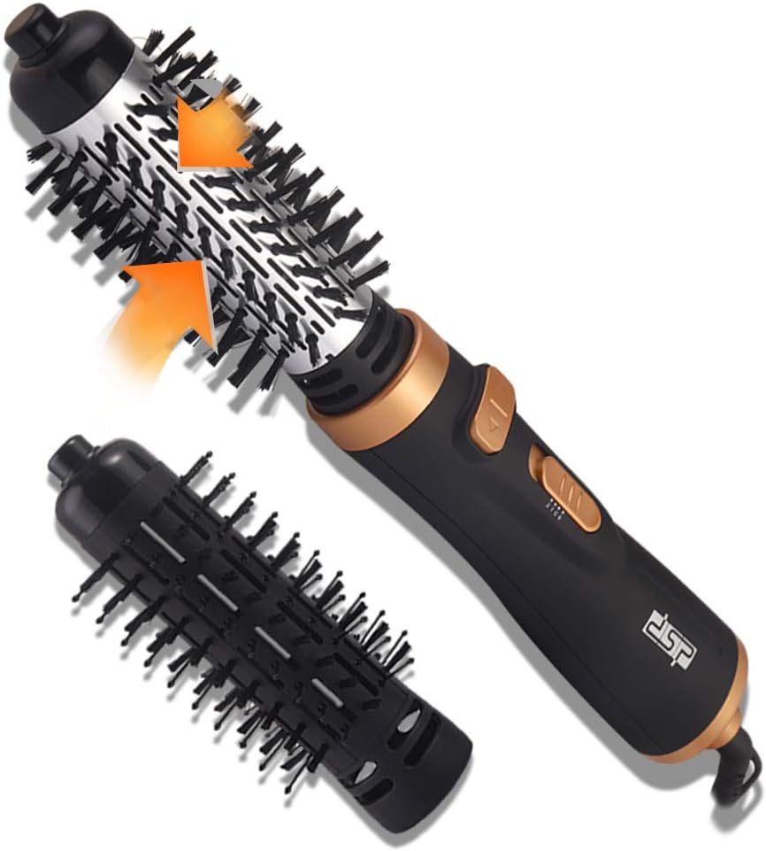 DSP Hot Air Brush for Long Hair Hair Dryer Rotation Hot Air Styler with 2 Rotating Brush Heads 900W Power