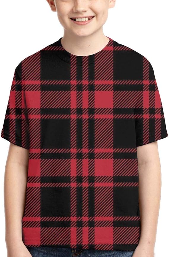 Amazon Co Jp Tシャツ 木こり黒と赤の秋格子縞の木こり 半袖 子供 夏服 ファッション 丸襟 柔らかい 快適 Clothing Accessories