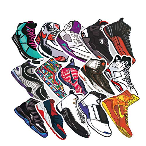 Yubbaex AJ Sneaker Stickers 100 Pcs Jordan Laptop Stickers Pack Cool Vinyl Waterproof Sticker for Pad MacBook Car Snowboard Bicycle Luggage Decal (AJ Sneakers 100 Pcs)