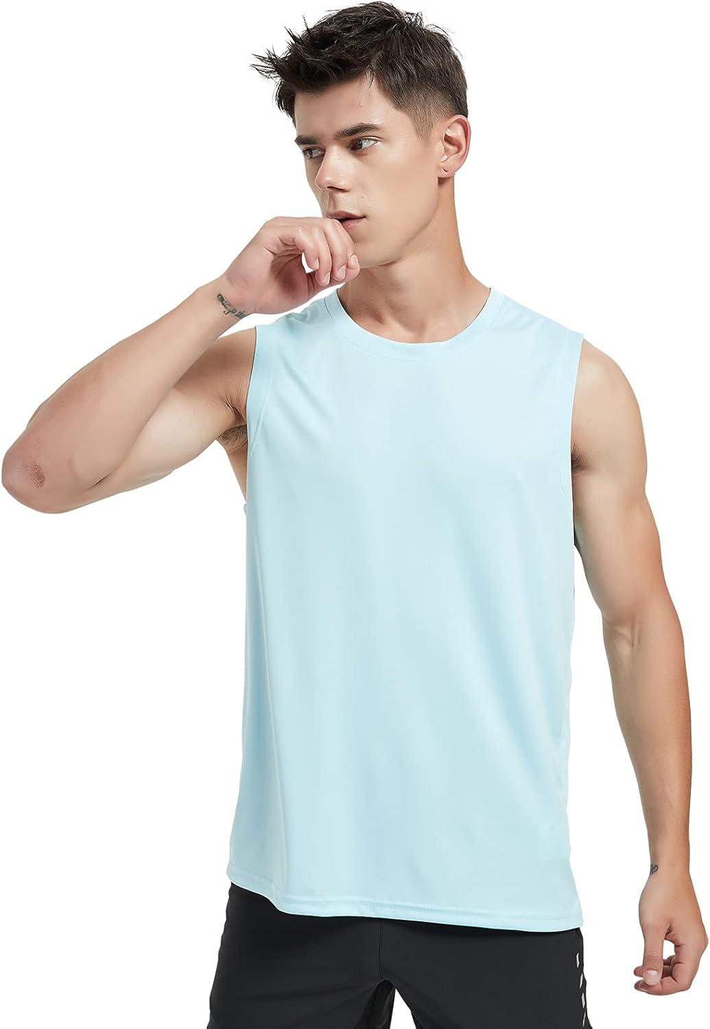 MIER Men's Lightweight UPF 50+ Sleeveless Sun Shirts Quick Dry Hiking Running Tank Tops UV Protection Workout Muscle Tees: Clothing