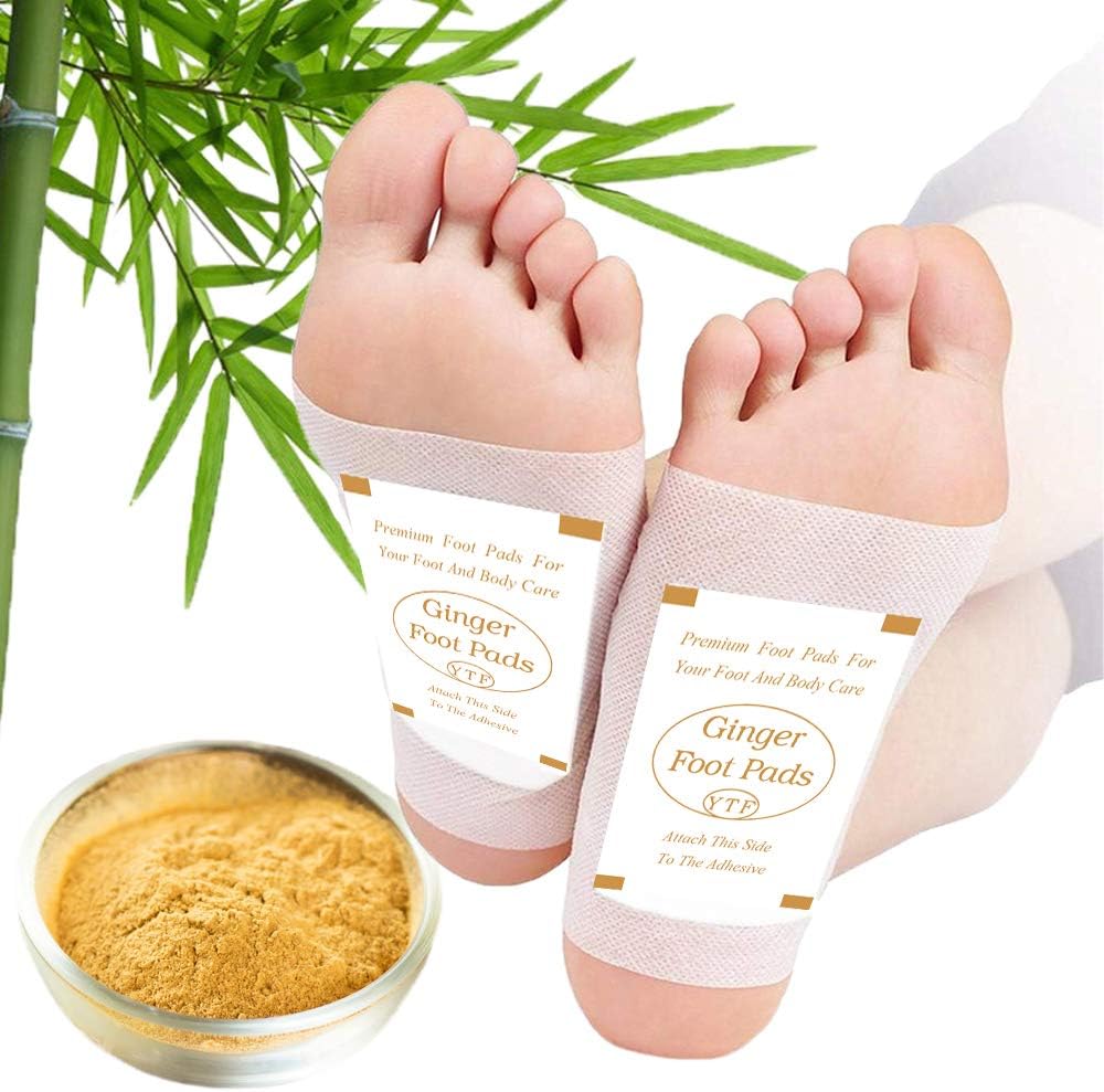 Foot Pads - (60Pads) Ginger Foot Patch for Better Sleep and Anti-Stress Relief, Pure Natural Bamboo Vinegar and Ginger Premium Ingredients Combination for Foot and Body Cleansing.: Health & Personal Care