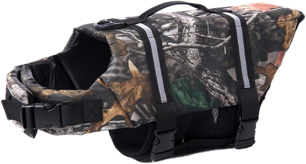 Freahap Life Jackets for Dogs Floatation Vest Pet Reflective Saver Life Vest Camo 3 S
