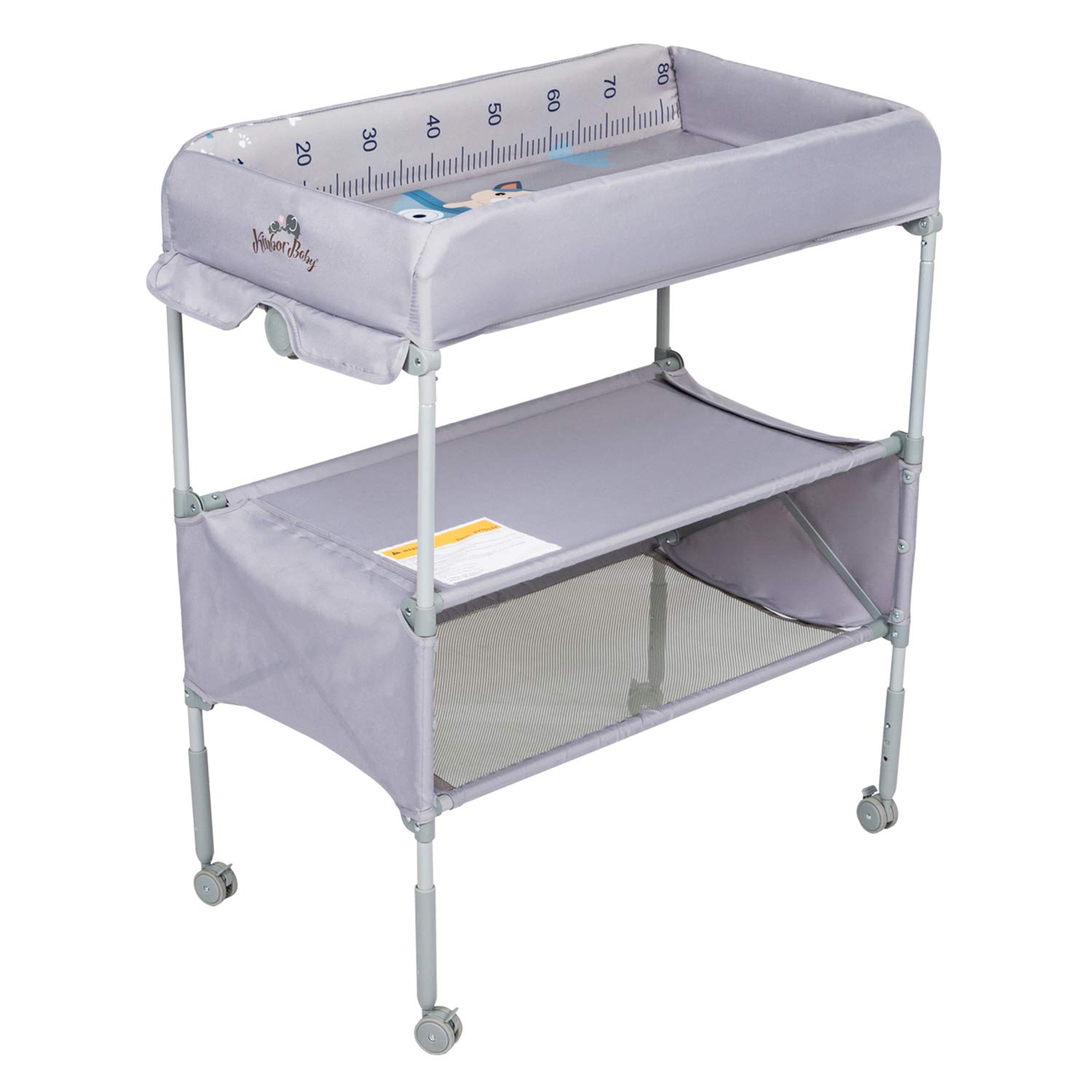 Kinbor Baby Changing Table with Wheels Adjustable Height Folding Diaper