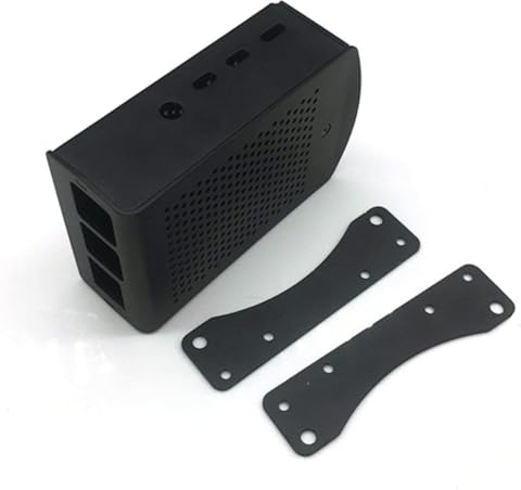 SKYYKS Para Raspberry Pi 4B Caja de Aluminio Caja de Carcasa de Metal Negro con Ventilador Caja Negra para RPI 4 Modelo B RPI 4B