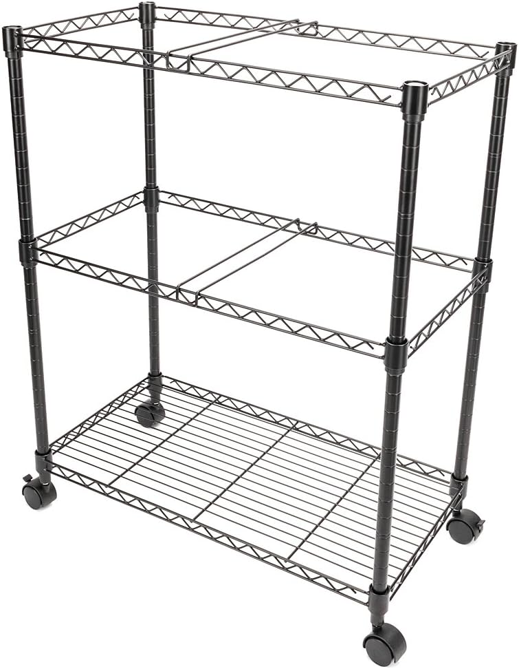 Black Binlin Mobile File Cart Wire Metal Rolling Letter Legal 1Tier