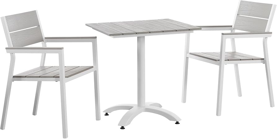 Amazon Com Modway Maine Aluminum 3 Piece Dining Set Outdoor Patio