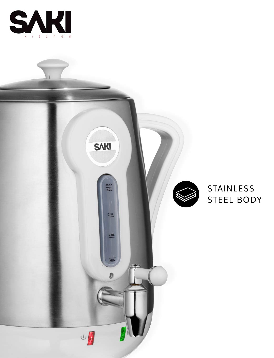 Buy SAKI Electric Samovar 110 V, 3.2 L Stainless Steel Tea Maker with