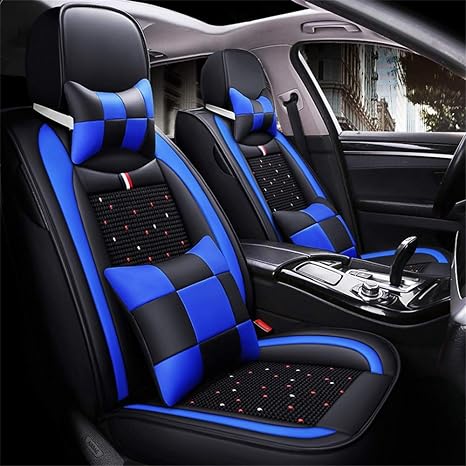 Amazon Co Jp 軽自動車 シートカバー カーシートカバー シートカバー 普通車 シートエプロン 車 シートカバー 防水 高級ユニバーサルカー シートカバーアイスシルク 耐摩耗性の革素材 Blue B ホーム キッチン