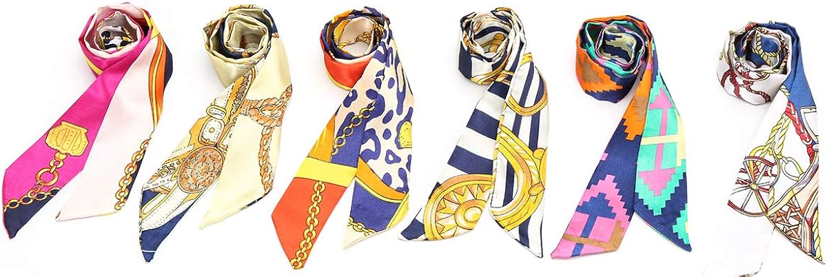 Obosoyo 6pcs Fashion Bag Handbag Handle Ribbon Scarf Neckerchief Scarf Package Band Hair Head Decoration (6pcs Scarf B) at  Women’s Clothing store