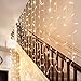 Battery Operated Curtain Lights,9.8ft×9.8ft 300 LED Curtain Lights with Remote Timer 8 Modes, Waterproof Hanging Fairy Lights for Outdoor Indoor Wedding Christmas Decor (Warm White)