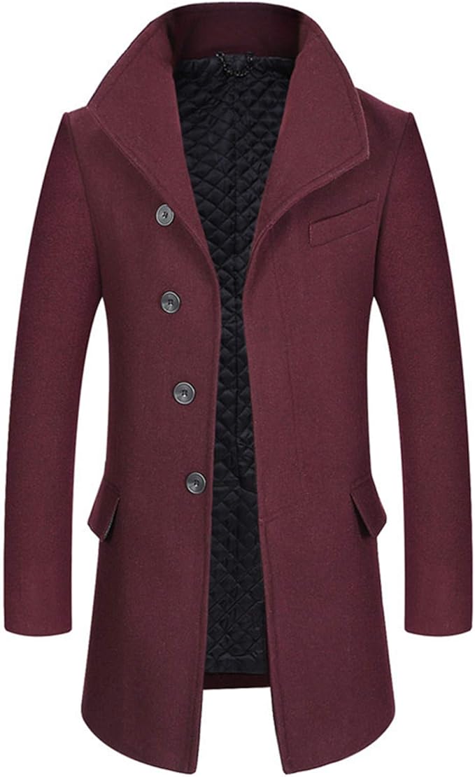 Winter Men Wool Coats Casual Men's Fashion Solid Color Thick Coat Male Windproof Warm Wool Blend