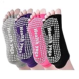Meaiguo Women Yoga Socks Non Slip Skid Toeless Grips for Pilates Barre 4 Pack